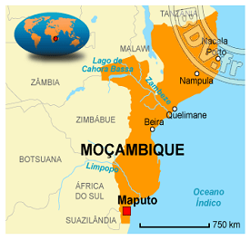 O português, língua cada vez mais comum em Moçambique, <br> e o crioulo falado ainda em Malaca