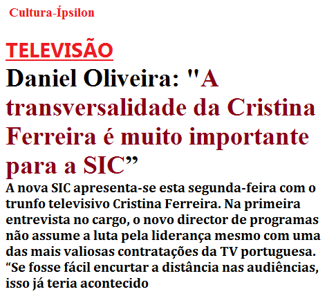 A «transversalidade» de Cristina Ferreira